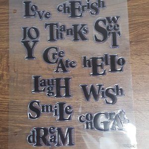 12 Clear Celebration Word Stamps